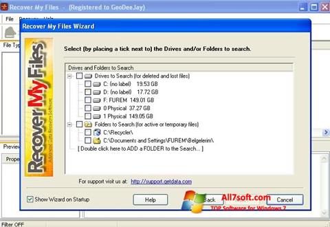 Snimak zaslona Recover My Files Windows 7