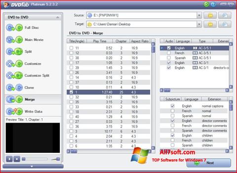 Snimak zaslona DVDFab Windows 7