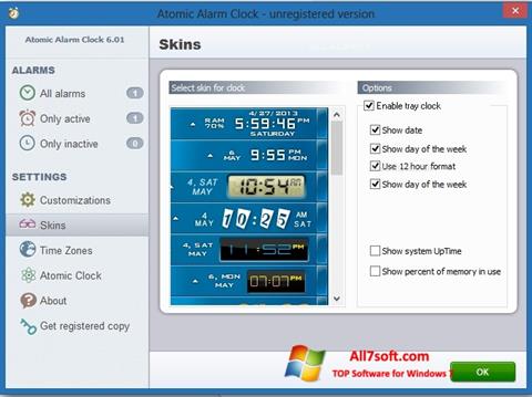 Snimak zaslona Atomic Alarm Clock Windows 7
