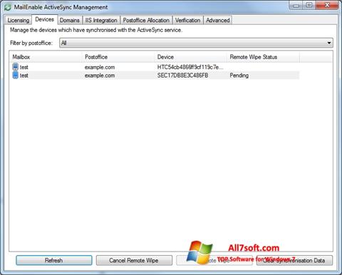 Snimak zaslona Microsoft ActiveSync Windows 7
