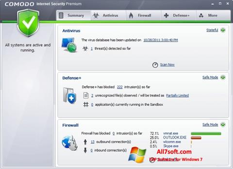 Snimak zaslona Comodo Internet Security Premium Windows 7
