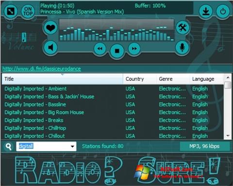 Snimak zaslona RadioSure Windows 7