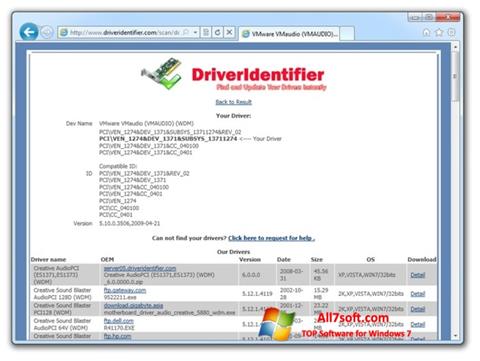 Snimak zaslona Driver Identifier Windows 7