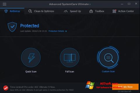 Snimak zaslona Advanced SystemCare Windows 7