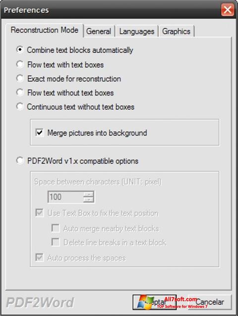Snimak zaslona PDF2Word Windows 7