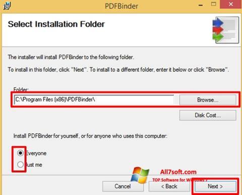 Snimak zaslona PDFBinder Windows 7