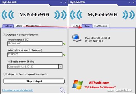 Snimak zaslona MyPublicWiFi Windows 7