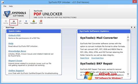 Snimak zaslona PDF Unlocker Windows 7