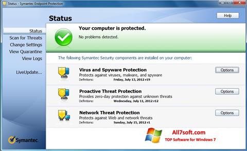 Snimak zaslona Symantec Endpoint Protection Windows 7