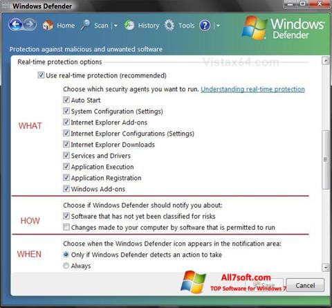 Snimak zaslona Windows Defender Windows 7