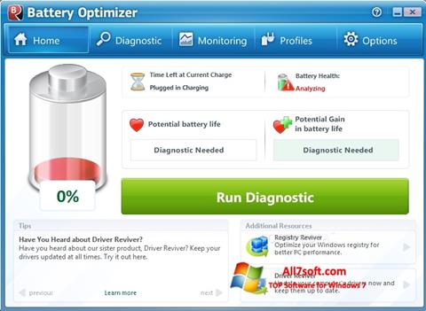 Snimak zaslona Battery Optimizer Windows 7