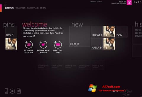 Snimak zaslona Zune Windows 7