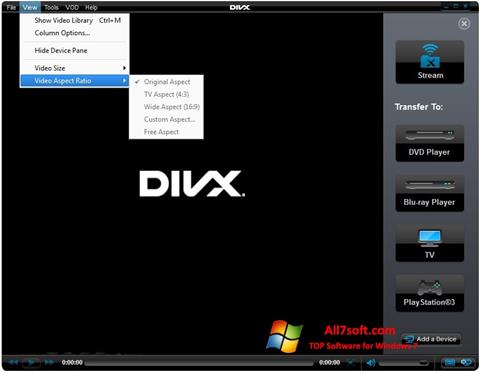 Snimak zaslona DivX Player Windows 7