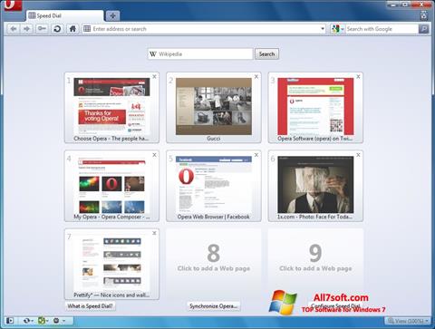 Snimak zaslona Opera Windows 7