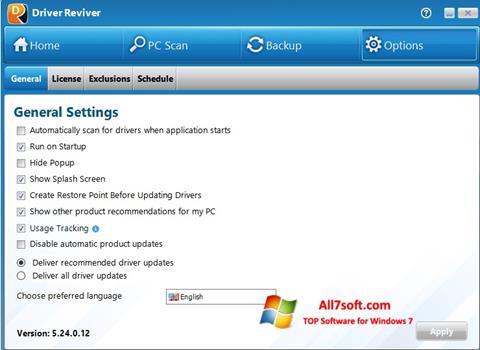 Snimak zaslona Driver Reviver Windows 7