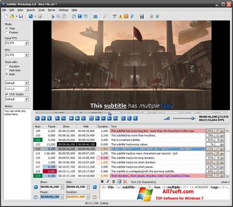 Snimak zaslona Subtitle Workshop Windows 7