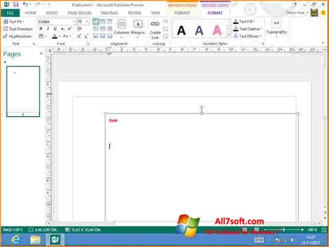 Snimak zaslona Microsoft Publisher Windows 7