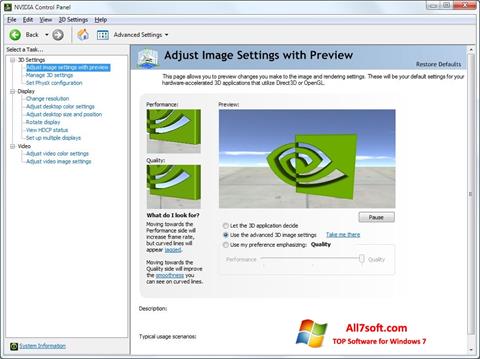 Snimak zaslona NVIDIA ForceWare Windows 7