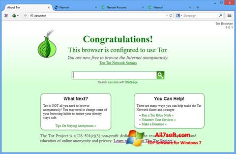 Snimak zaslona Tor Windows 7