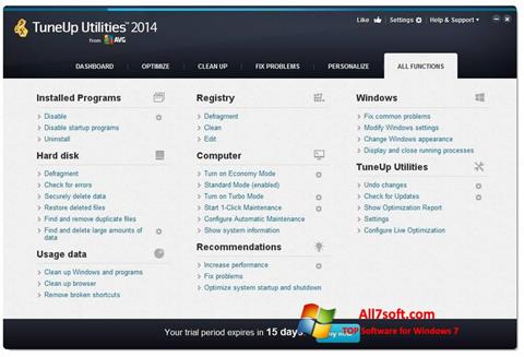 Snimak zaslona TuneUp Utilities Windows 7