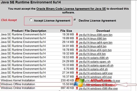 Snimak zaslona Java Runtime Environment Windows 7