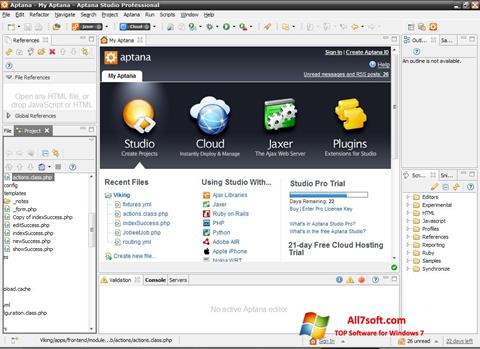 Snimak zaslona Aptana Studio Windows 7