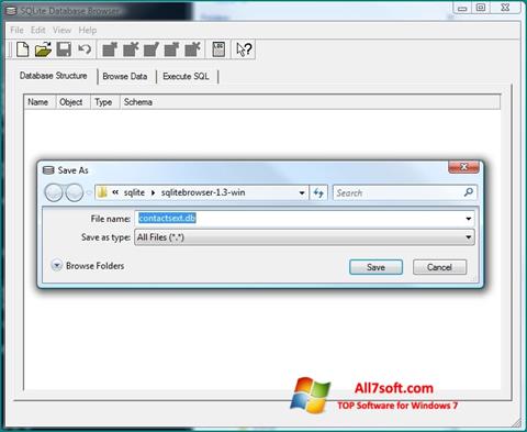 Snimak zaslona SQLite Database Browser Windows 7