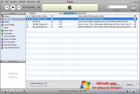 Snimak zaslona iTunes Windows 7