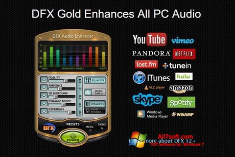 Snimak zaslona DFX Audio Enhancer Windows 7
