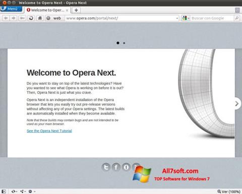 Snimak zaslona Opera Developer Windows 7