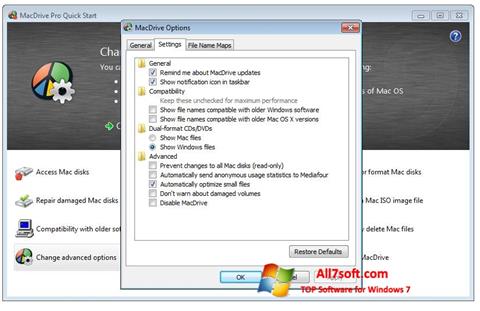 Snimak zaslona MacDrive Windows 7