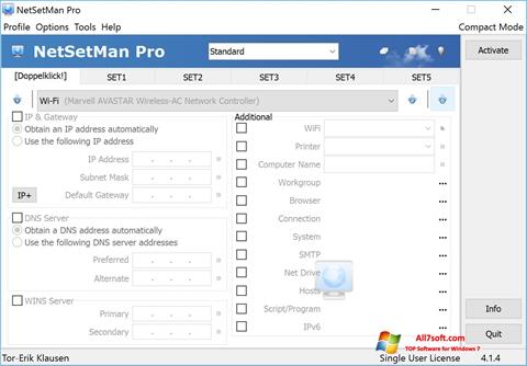 Snimak zaslona NetSetMan Windows 7
