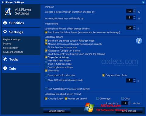 Snimak zaslona ALLPlayer Windows 7