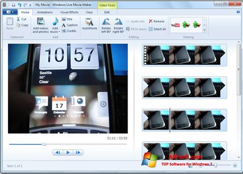 Snimak zaslona Windows Live Movie Maker Windows 7