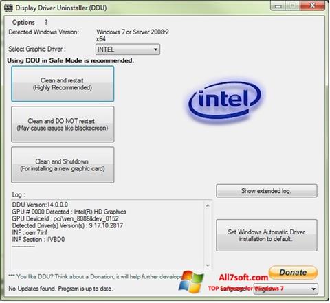 Snimak zaslona Display Driver Uninstaller Windows 7