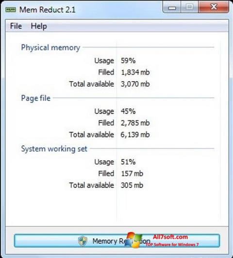 Snimak zaslona Mem Reduct Windows 7