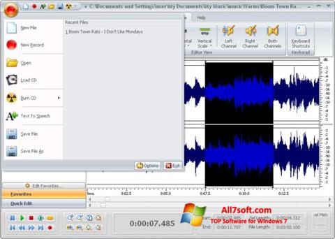 Snimak zaslona Free Audio Editor Windows 7