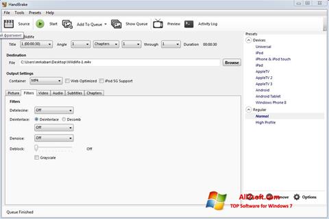 Snimak zaslona HandBrake Windows 7