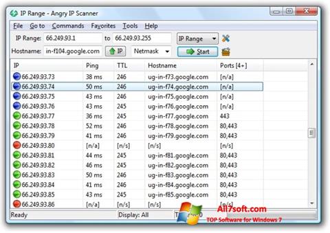 Snimak zaslona Angry IP Scanner Windows 7