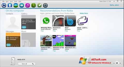 Snimak zaslona Nokia PC Suite Windows 7