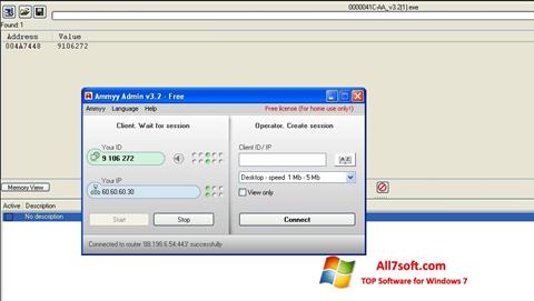 Snimak zaslona Ammyy Admin Windows 7