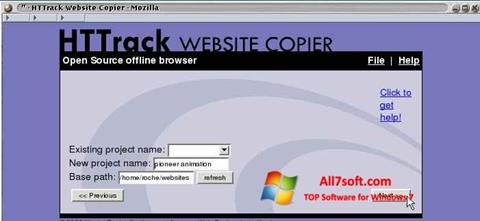 Snimak zaslona HTTrack Website Copier Windows 7