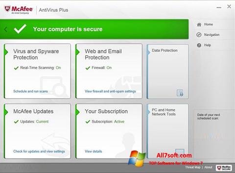Snimak zaslona McAfee AntiVirus Plus Windows 7