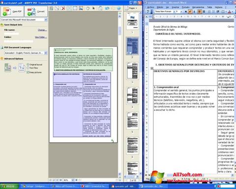Snimak zaslona ABBYY PDF Transformer Windows 7