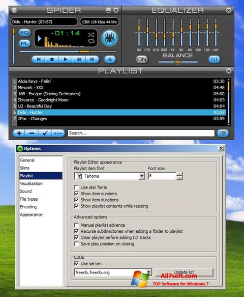 Snimak zaslona Spider Player Windows 7