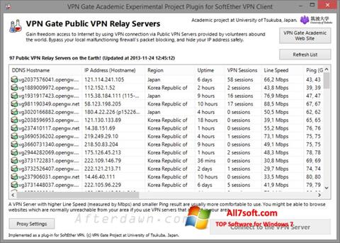 Snimak zaslona VPN Gate Windows 7