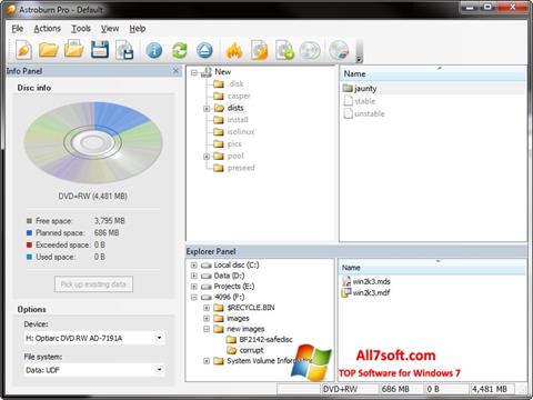 Snimak zaslona Astroburn Lite Windows 7