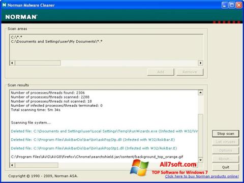 Snimak zaslona Norman Malware Cleaner Windows 7