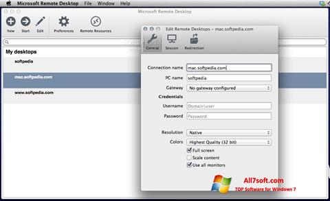 Snimak zaslona Microsoft Remote Desktop Windows 7