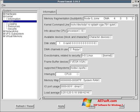 Snimak zaslona PowerTweak Windows 7